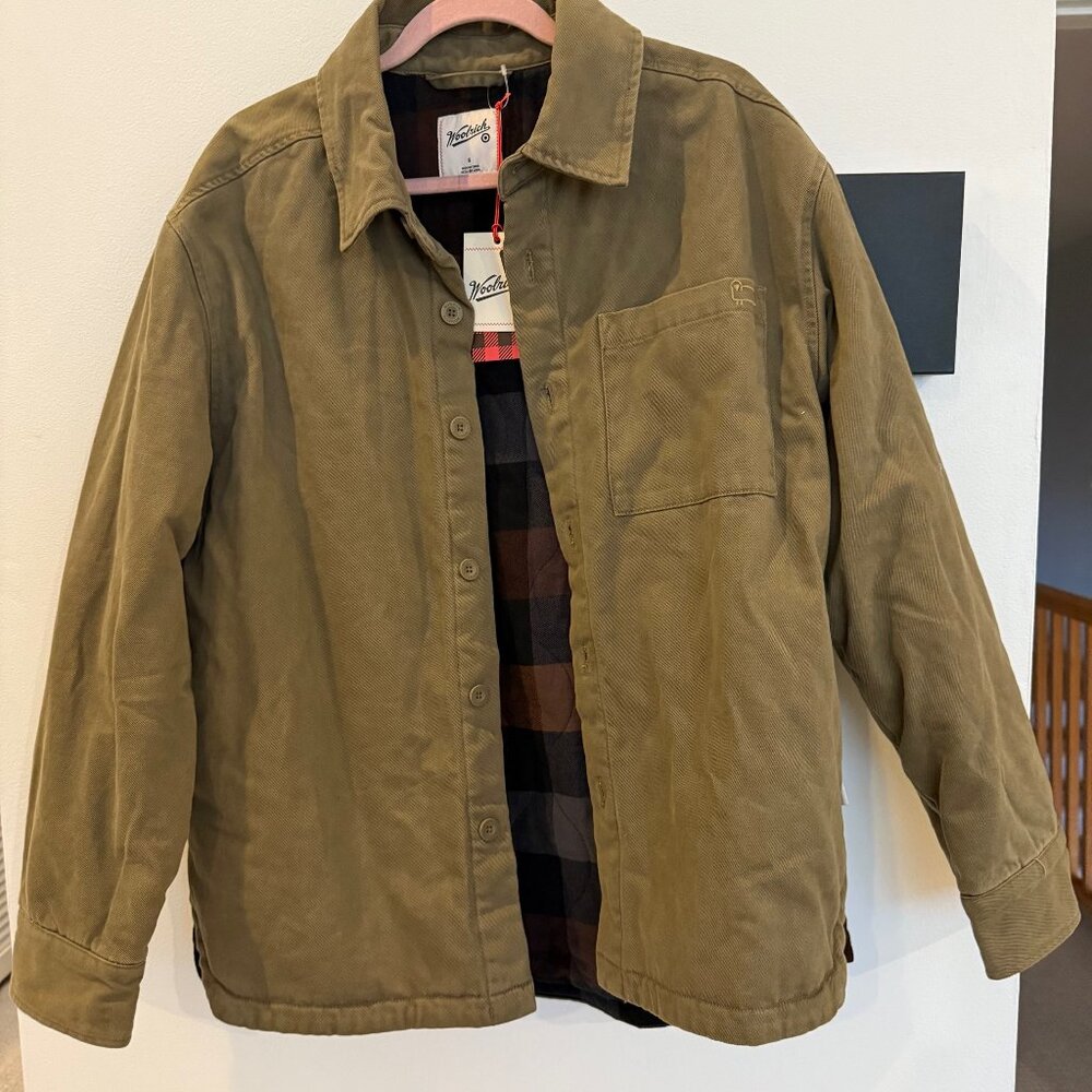 Men's Twill Jacket - Woolrich Olive Green, lined, cotton, twill